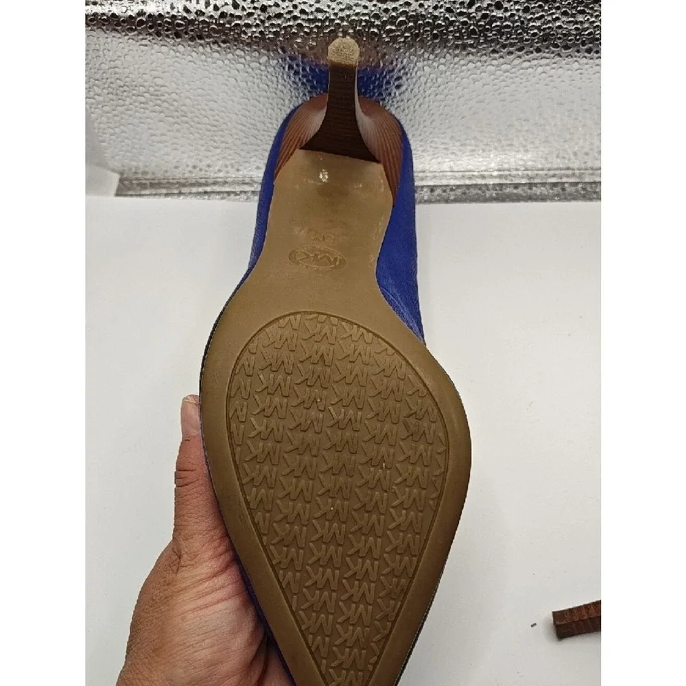Michael Kors Women Pumps Size 8 M Flex Mid Cobalt Blue Saffiano Leather